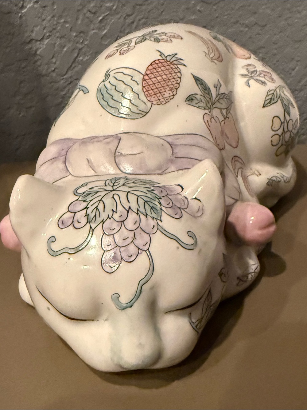 Vintage sleeping porcelain cat figurine